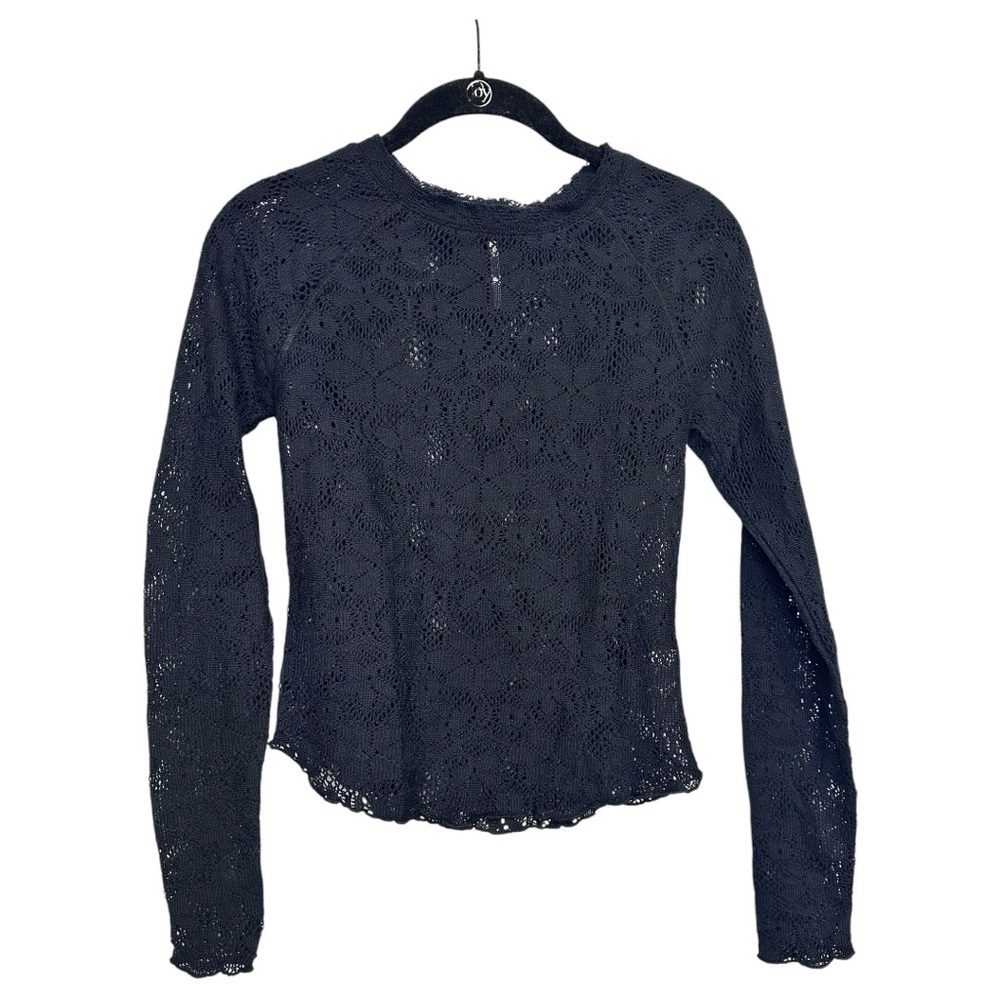Free People In the Meadow Semisheer Cotton Blend Lace Long Sleeve, Sz XS